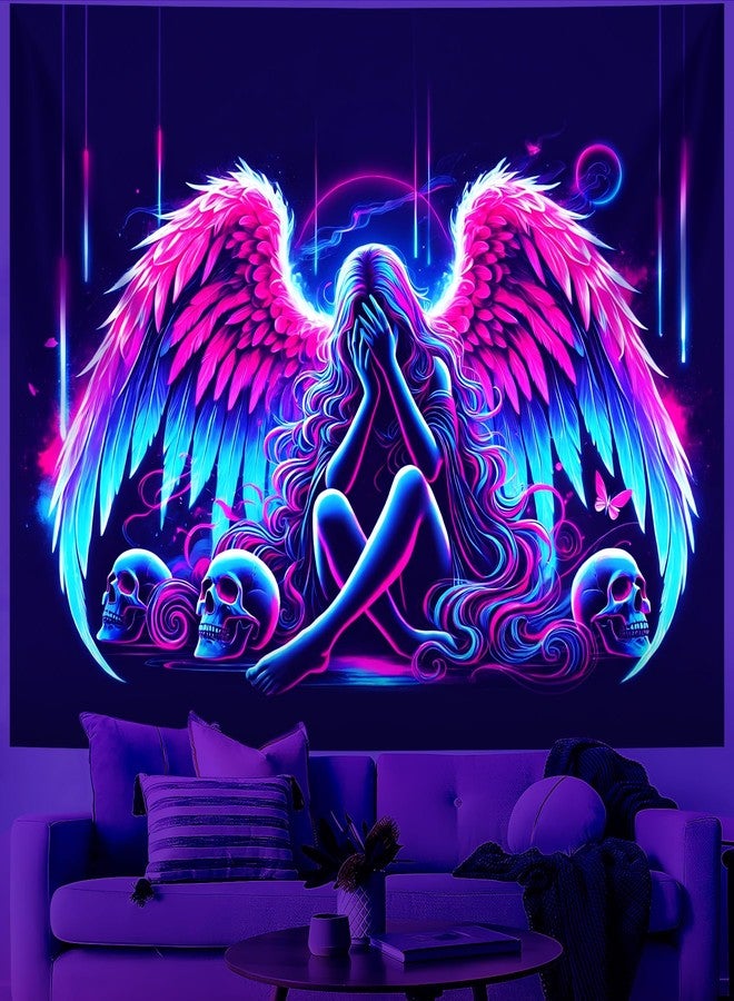 BVBOX Blacklight Tapestry,WingTapestry Glow In The Dark,UV Reactive Black Light Upright Posters Wall Hanging for Bedroom Dorm Living Room Backdrop Decor (wing1, 59L x 51W) - Image 1